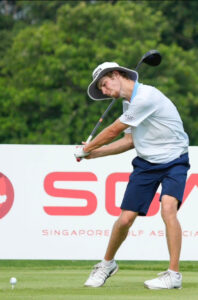 golfer playing shot with bent neck